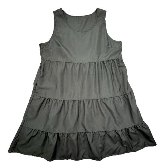 Black Dress Solid Sleeveless Size 3X Lightweight Tiered Side Zipper - Picture 2 of 8